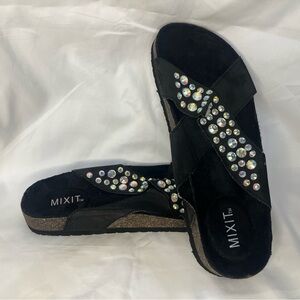 Mixit Black Sandals with Sparkling Rhinestones